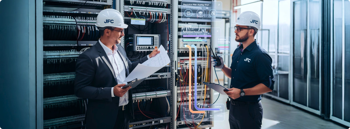 JFC Network technician working on network infrastructure project